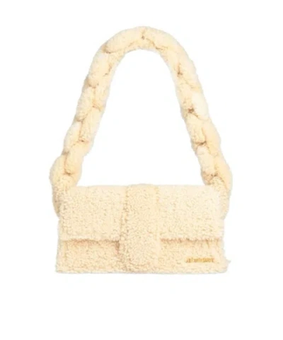 Jacquemus Medium-sized Wool Flap Bag In Beige