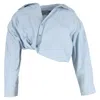 Jacquemus Mejean Cropped Poplin Shirt In Light Blue Cotton In Blue