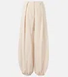 Jacquemus Womens Le Pantalon Calisson Pleated Woven Trousers Off-white In White
