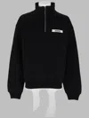 Jacquemus High Neck Zip Sweatshirt With Logo Detail And Gathered Cuffs In Black