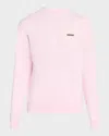 Jacquemus Men's Grosgrain Logo Cotton Sweatshirt In Pink