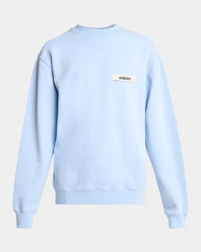 Jacquemus Men & Apos;s Grosgrain Logo Cotton Sweatshirt In Blue