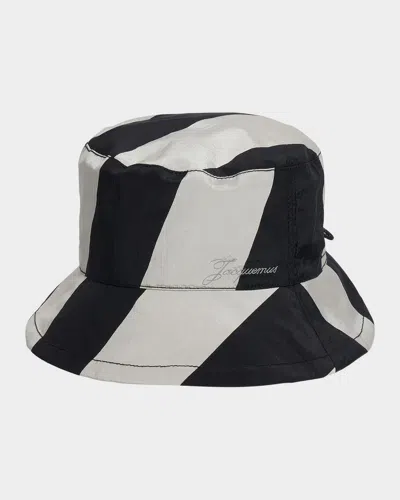 Jacquemus Men & Apos;s Le Bob Baluchon Nylon Bucket Hat In Print Stri
