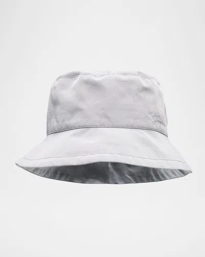 Jacquemus Men & Apos;s Le Bob Drawcord-back Bucket Hat In Gray