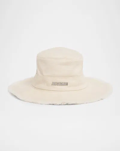 Jacquemus Men & Apos;s The Artichaut Cotton Silver-logo Bucket Hat In Gray