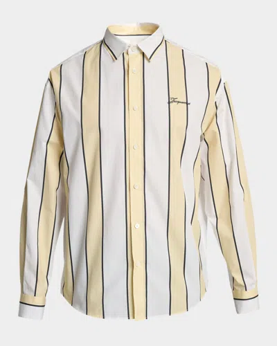 Jacquemus La Chemise Simon Stripe Button-up Shirt In White