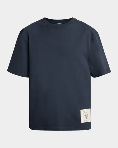 Jacquemus Men & Apos;s The Torneo Rosemary Label Crewneck T-shirt In Blue