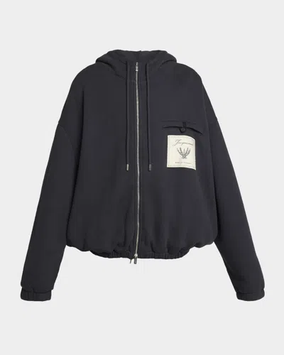 Jacquemus Men & Apos;s The Torneo Rosemary Label Full-zip Hoodie In Black