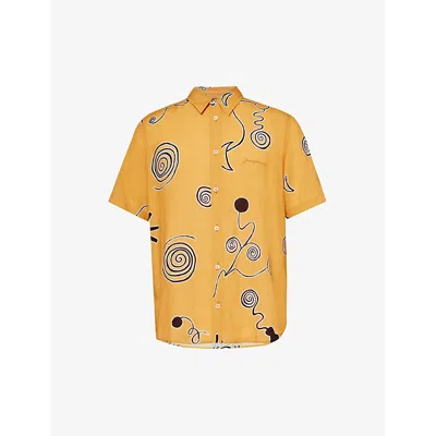 JACQUEMUS LA CHEMISE ABSTRACT-PATTERN REGULAR-FIT WOVEN SHIRT