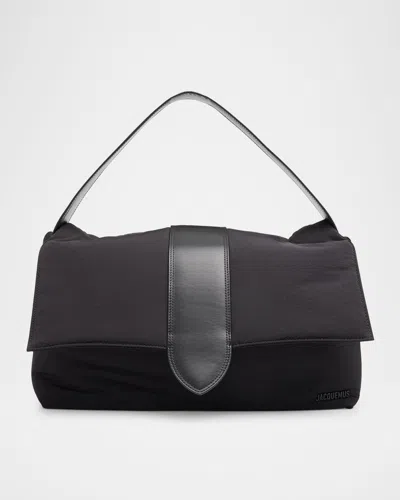 JACQUEMUS MEN'S BAMBINO PADDED NYLON MESSENGER BAG