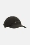 Jacquemus Dark Brown Solid Logo Baseball Hat In Black