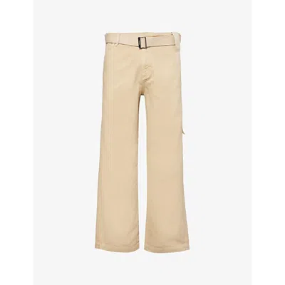 Jacquemus Mens Beige Le Pantalon Marrone Wide-leg Relaxed-fit Cotton-canvas Trousers