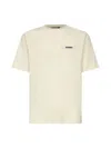 Jacquemus 'le T-shirt Gros Grain' Beige T-shirt With Logo Patch On The Front In Neutral
