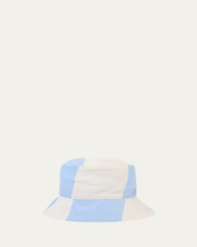Jacquemus Men's Bicolor Logo Nylon Bucket Hat In Blue