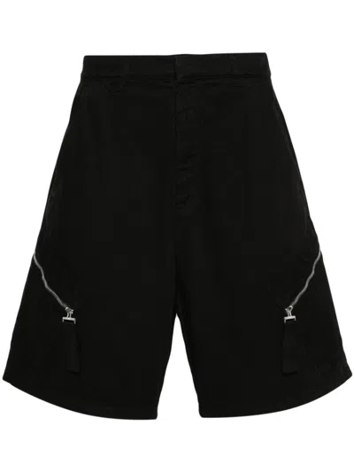 JACQUEMUS MEN'S BLACK COTTON MID-RISE BELTED SHORTS WITH ZIP-FASTENING POCKETS