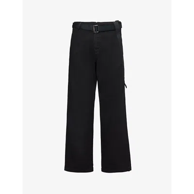 Jacquemus Mens Black Le Pantalon Marrone Wide-leg Relaxed-fit Cotton-canvas Trousers