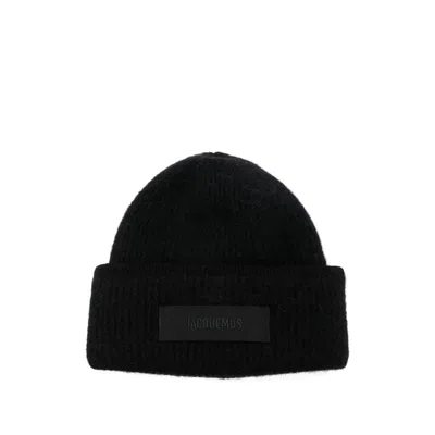 Jacquemus Men Black Round Crown Turn-up Brim Logo Patch To The Front