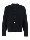 Jacquemus Men Black V-neck Cardigan With J Logo On The Back In Wool Man In Black
