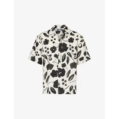 Jacquemus Mens Black White Cubic Flow La Chemise Abstract-print Boxy-fit Linen Shirt