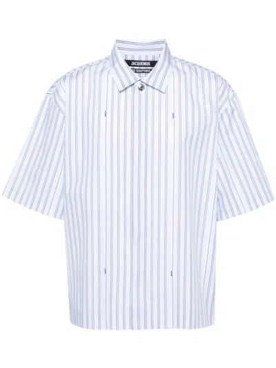 Jacquemus Men's Blue Striped Short Sleeve Shirt For Ss24 In Bluestripe