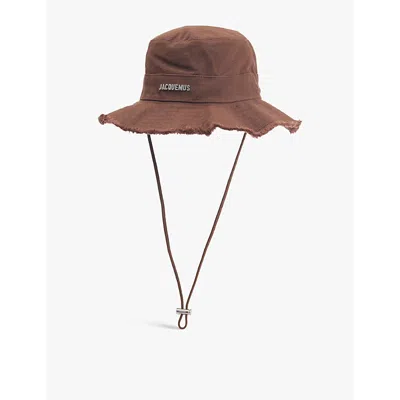 Jacquemus Womens Brown Le Bob Artichaut Script-hardware Large-brim Cotton Bucket Hat