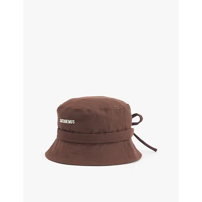 Jacquemus Mens Brown Le Bob Gadjo Script-hardware Cotton Bucket Hat