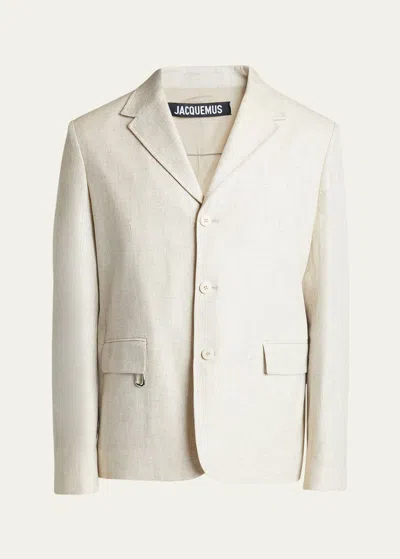 Jacquemus Men's Cabri Linen-blend Sport Coat In Light Beige