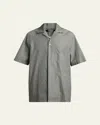 Jacquemus Men's Cotton Herringbone Short-sleeve Shirt In Dark Khaki