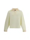 Jacquemus Men Ribbed Sweater With Polo Collar In Neutral