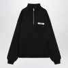 Jacquemus Grog Grain Zip-neck Sweatshirt In Black