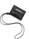 Jacquemus Rectangular Black Leather Card Wallet With Logo Detailing In Black