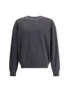 Jacquemus Long Sleeve Crewneck Sweater With Ribbed Cuffs In Gray