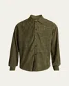 Jacquemus La Chemise Croc Embossed Goatskin Suede Button-up Shirt In Khaki