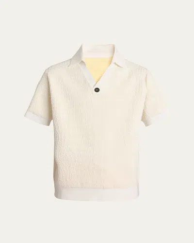 JACQUEMUS MEN'S CROC-PATTERNED POLO SHIRT