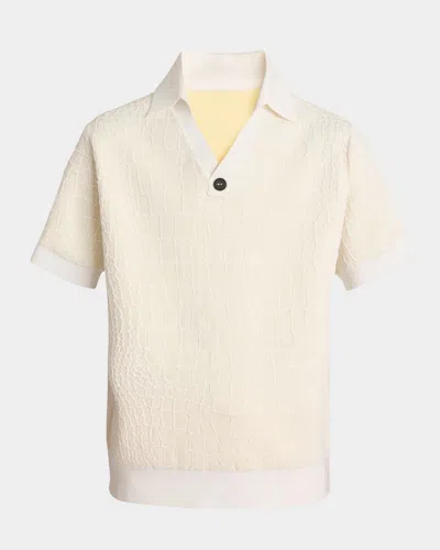JACQUEMUS MEN'S CROC-PATTERNED POLO SHIRT