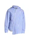 Jacquemus Checkered Silk Wool Blend Shirt In Blue White Stripe