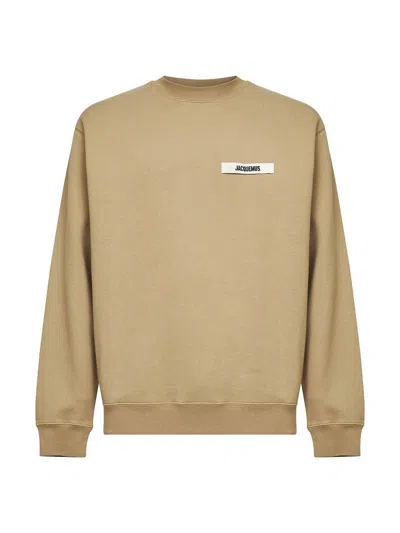 Jacquemus Men Dark Beige Organic Cotton Fleece The Gros Grain Sweatshirt In Multi