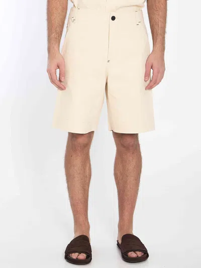 Jacquemus Men De Nimes Bermuda Shorts In Beige