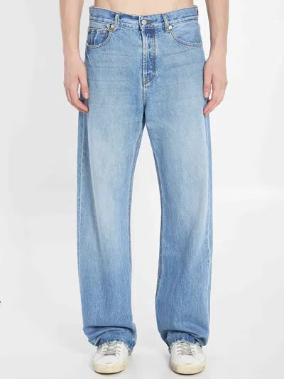 Jacquemus Denim Pants Topstitching Contrasting In Blue