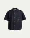 Jacquemus 'de Nîmes' Blue Shirt With Embroidered Logo On The Front In Dark Navy