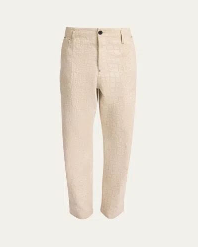 Jacquemus Men's De-nîmes Fernando Jeans In Croco Beige