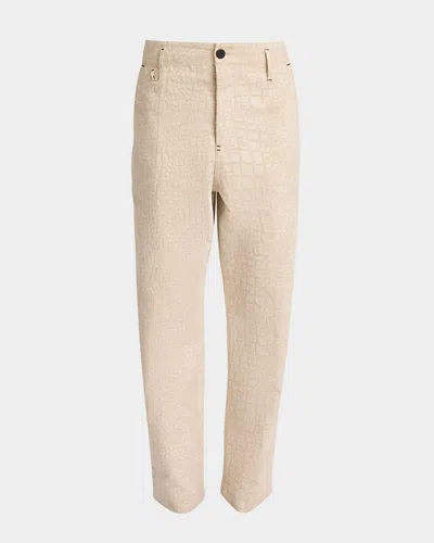 Jacquemus Men's De-nîmes Fernando Jeans In Croco Beige