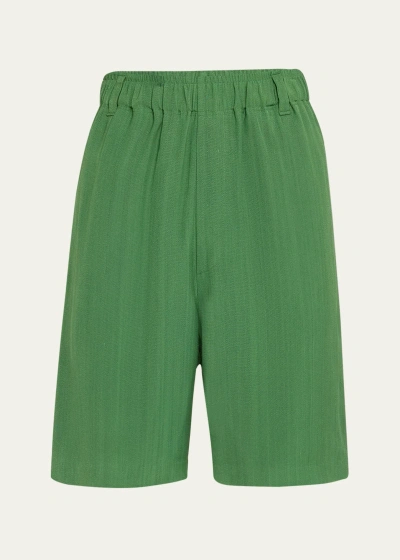 Jacquemus Men's Elastic-waist Bermuda Shorts In Dark Green