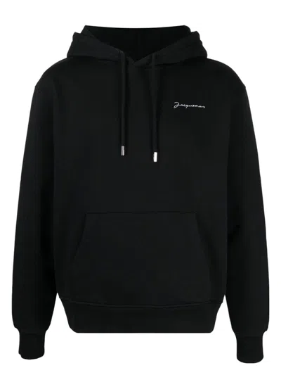 JACQUEMUS MEN'S EMBROIDERED COTTON HOODIE SWEATER