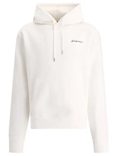 Jacquemus Brode Embroidered Logo Hoodie In White