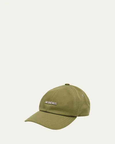 Jacquemus Men's Gadjo Canvas Metal-logo Baseball Cap In Brown