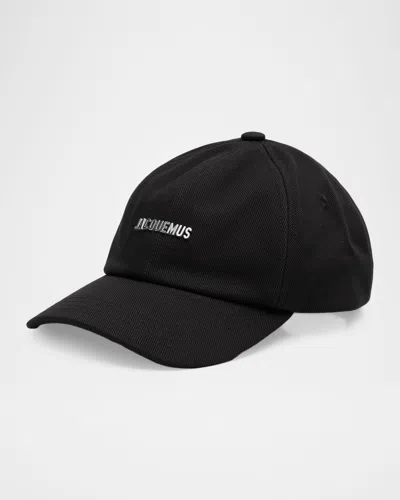 Jacquemus Gadjo Logo-embellished Cotton-twill Baseball Cap In Black