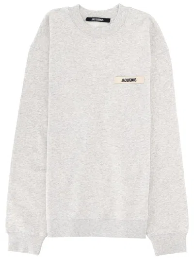 Jacquemus Crew-neck Logo-patch Sweatshirt In Green
