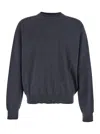 Jacquemus Long Sleeve Crewneck Sweater With Ribbed Cuffs In Blue