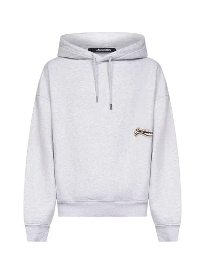 Jacquemus Men Grey Varsity Embroidery Hoodie In White